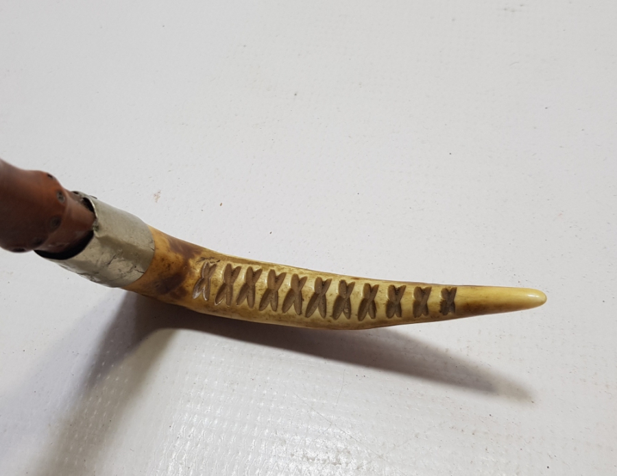 OSMANLI DÖNEMİ GEYİK BOYNUZU SAPLI SUBAY AT KAMÇISI