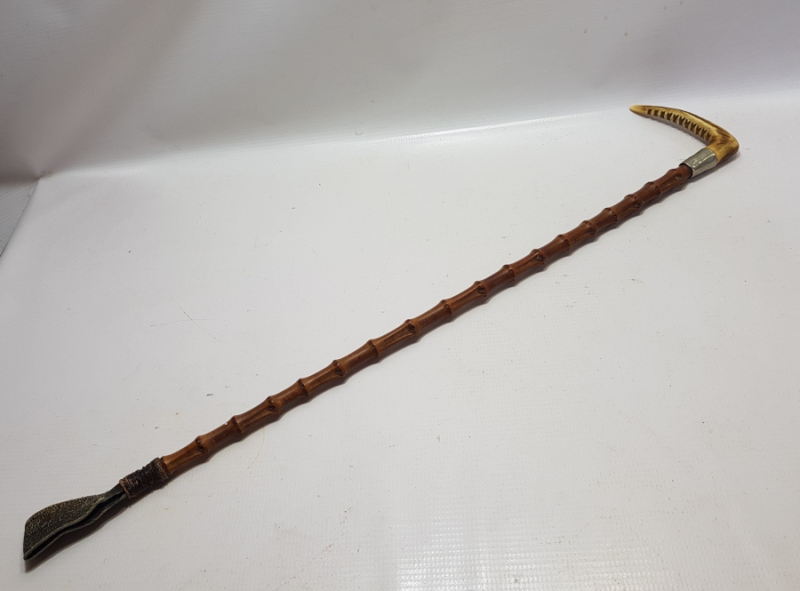 OSMANLI DÖNEMİ GEYİK BOYNUZU SAPLI SUBAY AT KAMÇISI