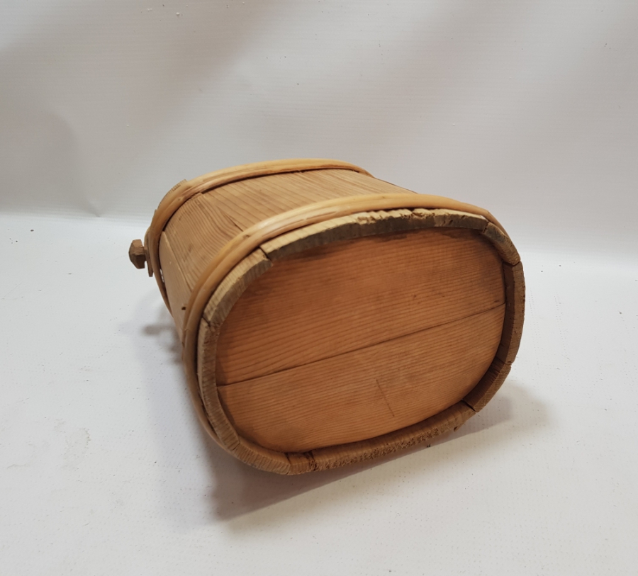 ÜZERİ OSMANLICA YAZILI EL YAPIMI OSMANLI DÖNEMİ AHŞAP KAPAKLI TEREYAĞ BAKRACI