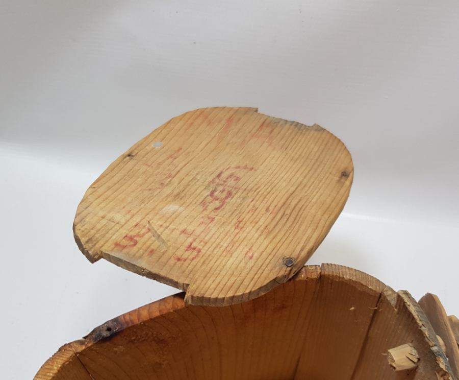 ÜZERİ OSMANLICA YAZILI EL YAPIMI OSMANLI DÖNEMİ AHŞAP KAPAKLI TEREYAĞ BAKRACI