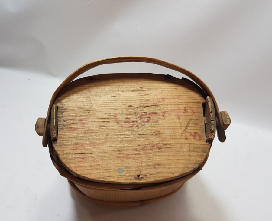 ÜZERİ OSMANLICA YAZILI EL YAPIMI OSMANLI DÖNEMİ AHŞAP KAPAKLI TEREYAĞ BAKRACI