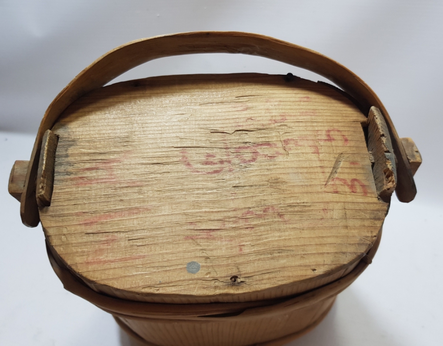 ÜZERİ OSMANLICA YAZILI EL YAPIMI OSMANLI DÖNEMİ AHŞAP KAPAKLI TEREYAĞ BAKRACI