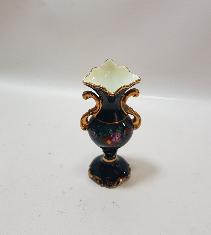 ALTI DAMGALI ALTIN VARAKLI VE EL BOYAMA ANTİKA VAZO