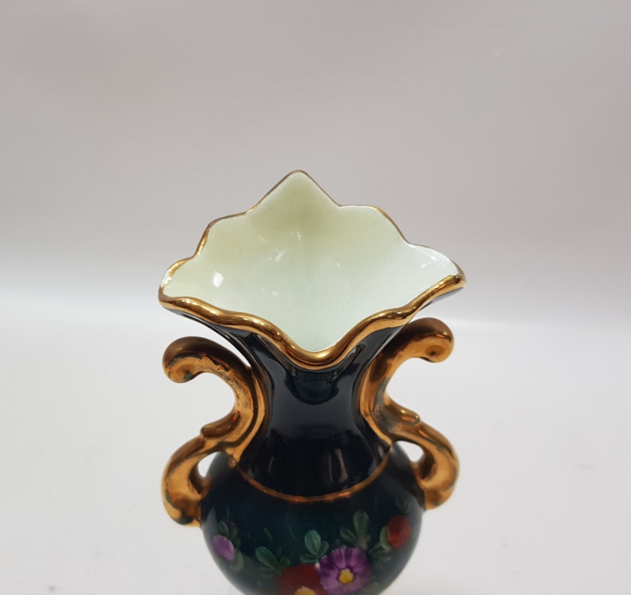 ALTI DAMGALI ALTIN VARAKLI VE EL BOYAMA ANTİKA VAZO