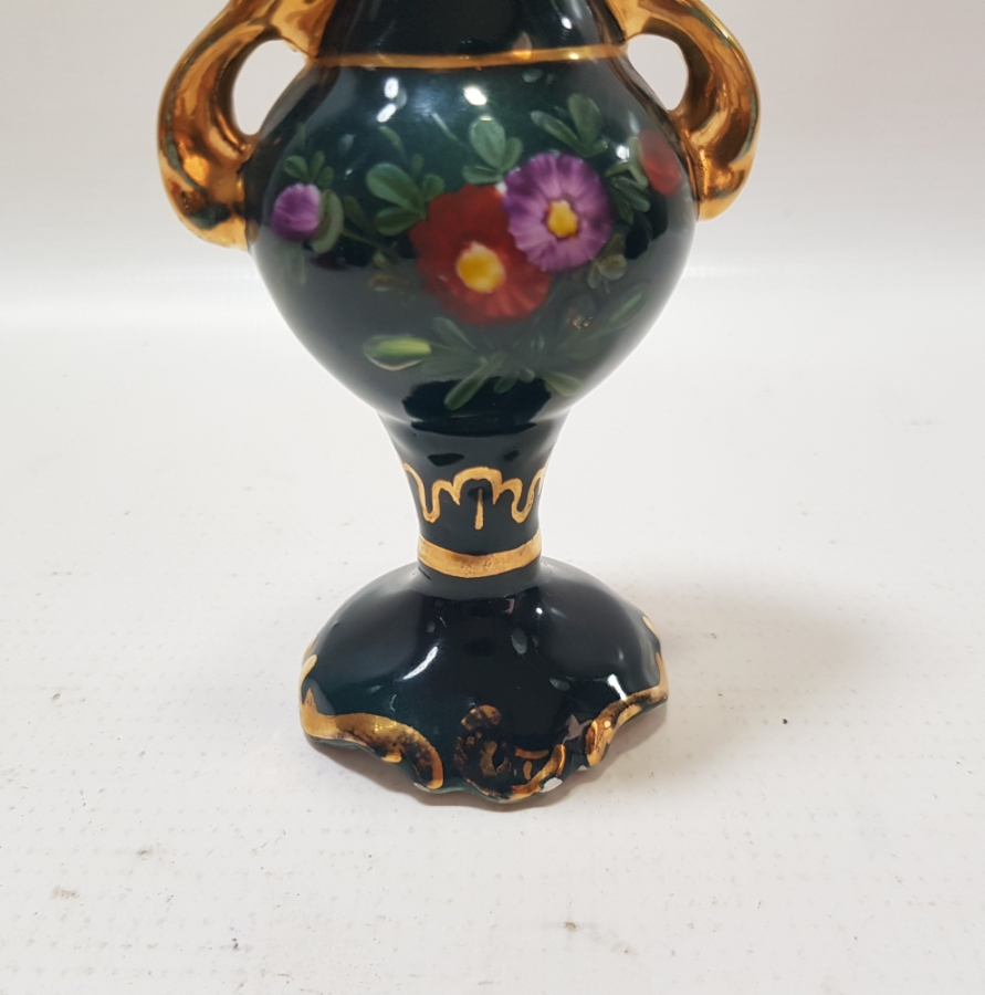 ALTI DAMGALI ALTIN VARAKLI VE EL BOYAMA ANTİKA VAZO