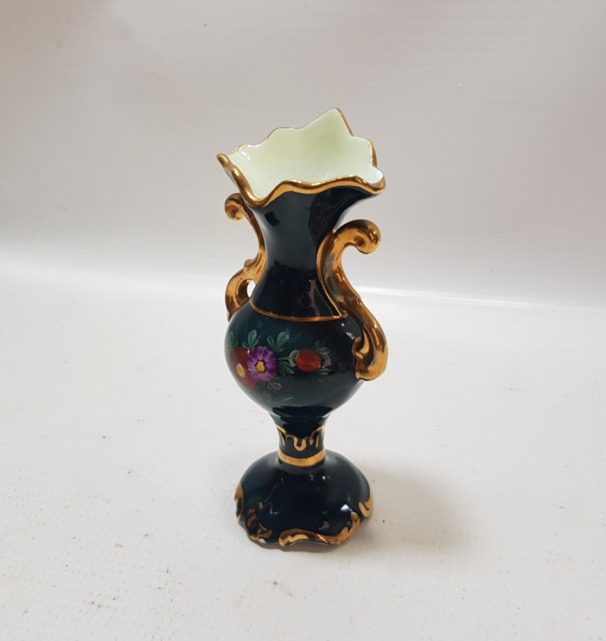 ALTI DAMGALI ALTIN VARAKLI VE EL BOYAMA ANTİKA VAZO