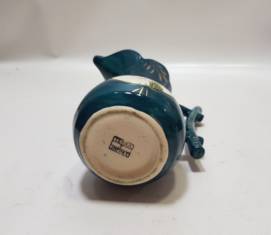 AŞURELİK FORMUNDA EL BOYAMA İŞÇİLİKLİ ANTİKA PORSELEN VAZO