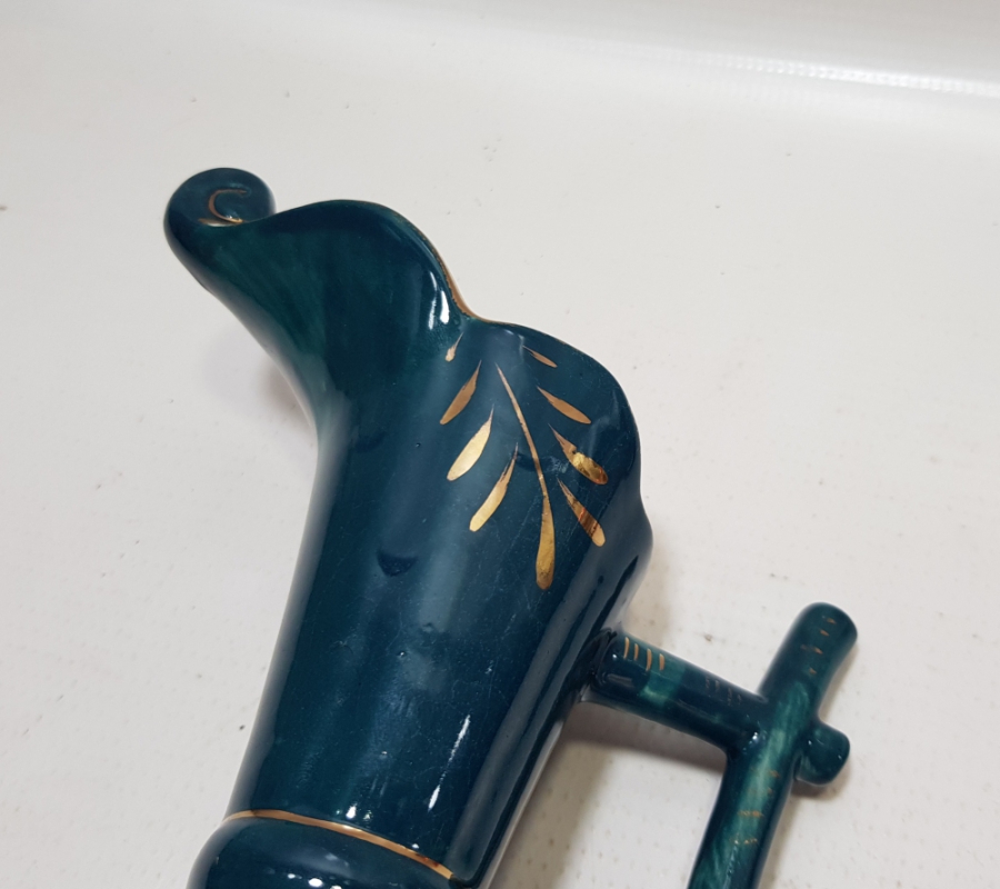 AŞURELİK FORMUNDA EL BOYAMA İŞÇİLİKLİ ANTİKA PORSELEN VAZO