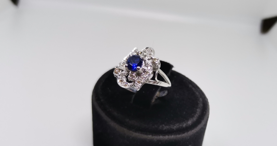 SAFİR VE PIRLANTA TAŞLI FRANSIZ MEKİĞİ YÜZÜK