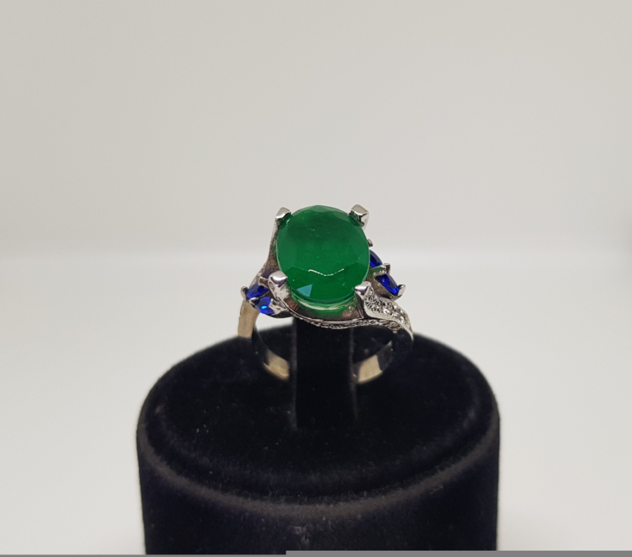 ZÜMRÜT PIRLANTA VE SAFİR TAŞLI HÜRREM MODEL YÜZÜK