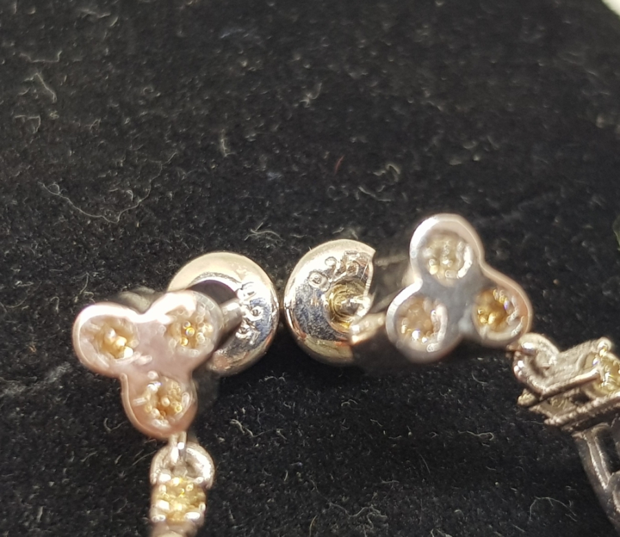 PIRLANTA VE AMETİST TAŞLARLA SÜSLÜ DAMLA MODEL KOLYE KÜPE TAKIMI