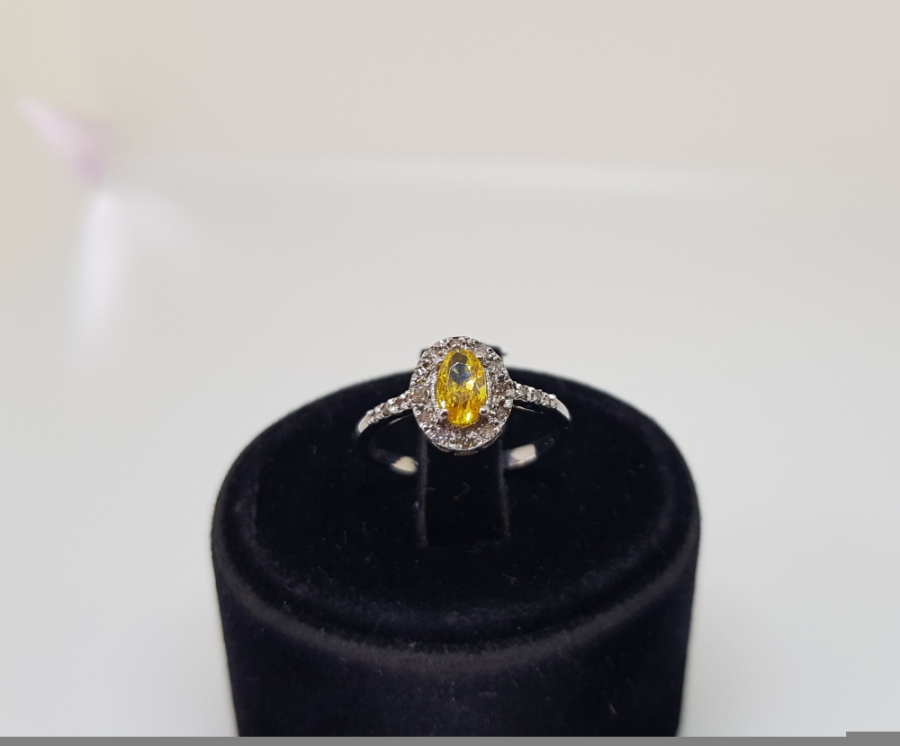 SİTRİN VE PIRLANTA TAŞLI TEK TAŞ MODEL YÜZÜK