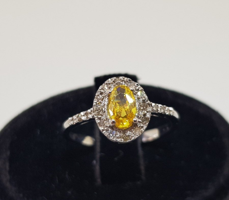 SİTRİN VE PIRLANTA TAŞLI TEK TAŞ MODEL YÜZÜK