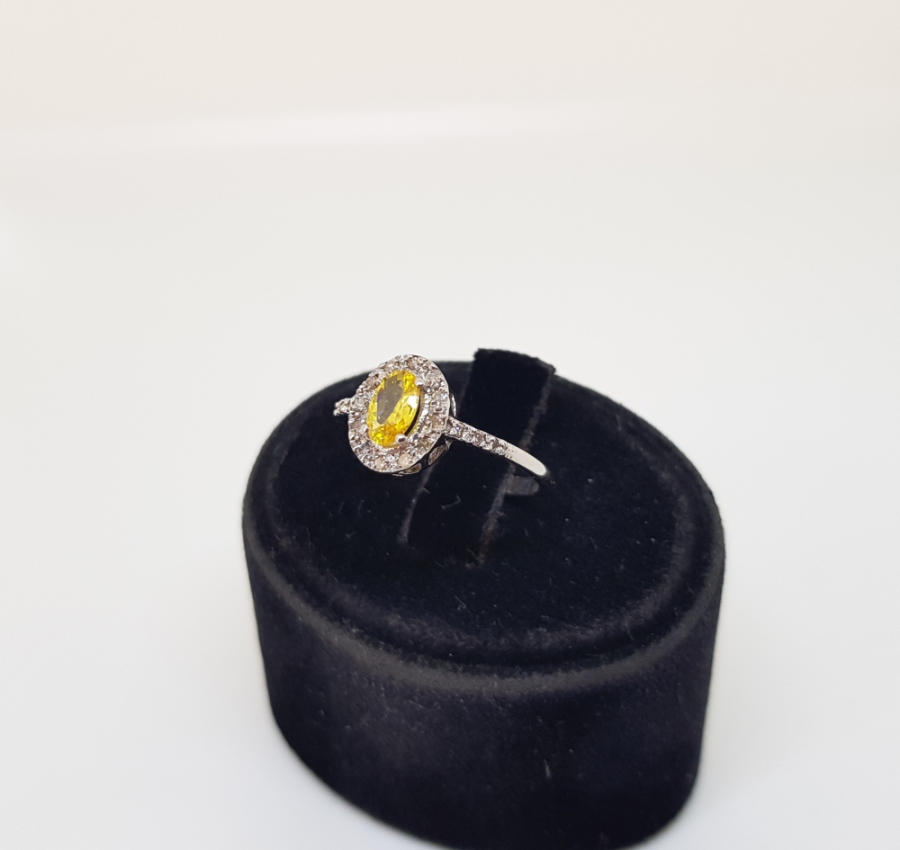 SİTRİN VE PIRLANTA TAŞLI TEK TAŞ MODEL YÜZÜK