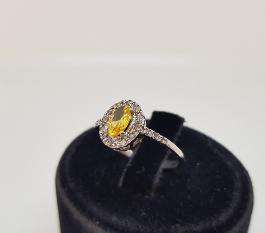 SİTRİN VE PIRLANTA TAŞLI TEK TAŞ MODEL YÜZÜK