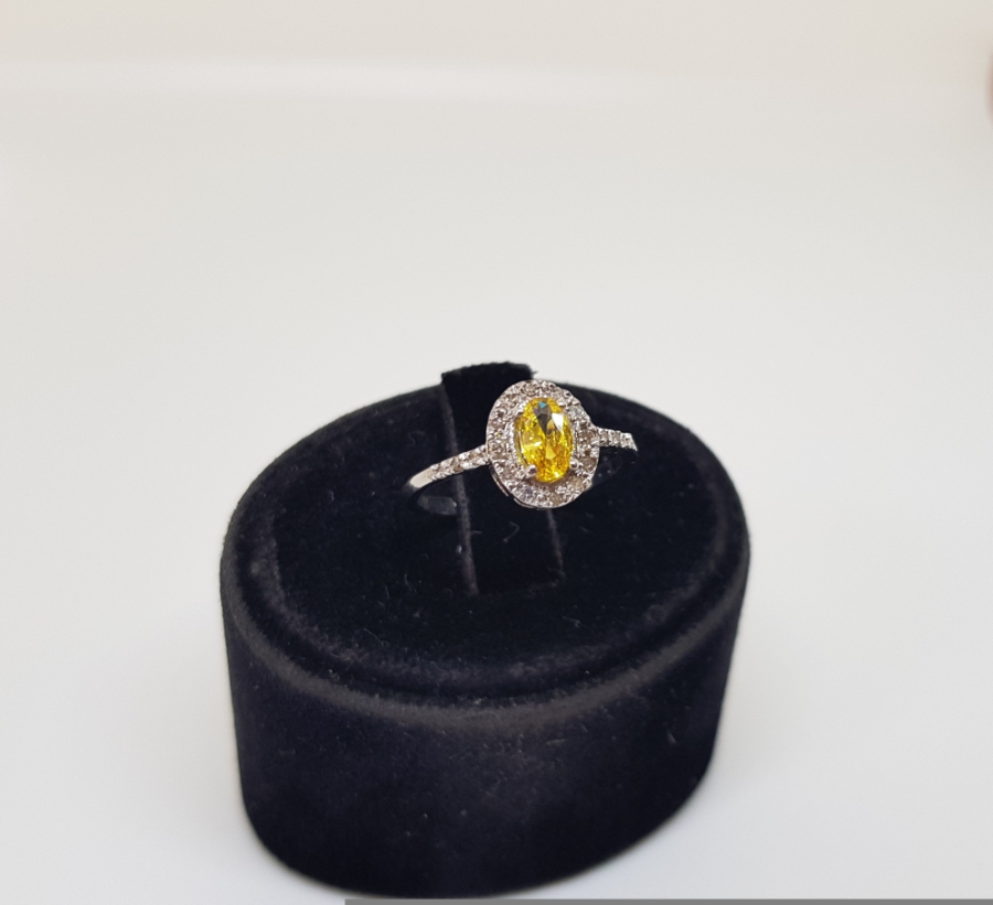 SİTRİN VE PIRLANTA TAŞLI TEK TAŞ MODEL YÜZÜK