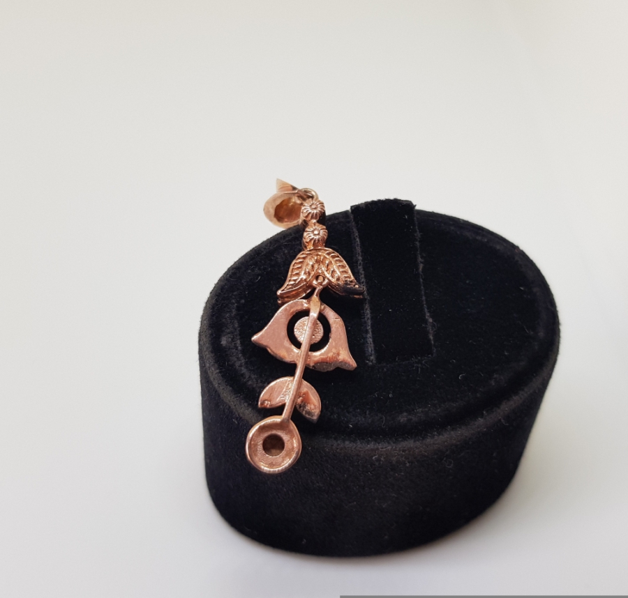 LALE MODELİ ELMAS TAŞLI KOLYE UCU