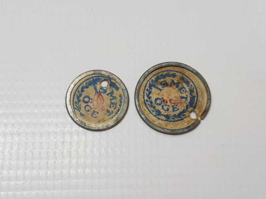 İSMET ÖGE YAZILI BİR ÇİFT ZEYTİN TOPLAMA JETONU