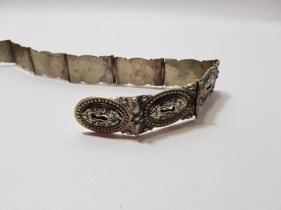 OSMANLI DÖNEMİ SAVATLI DÜŞÜK AYAR GÜMÜŞ GELİN KEMERİ