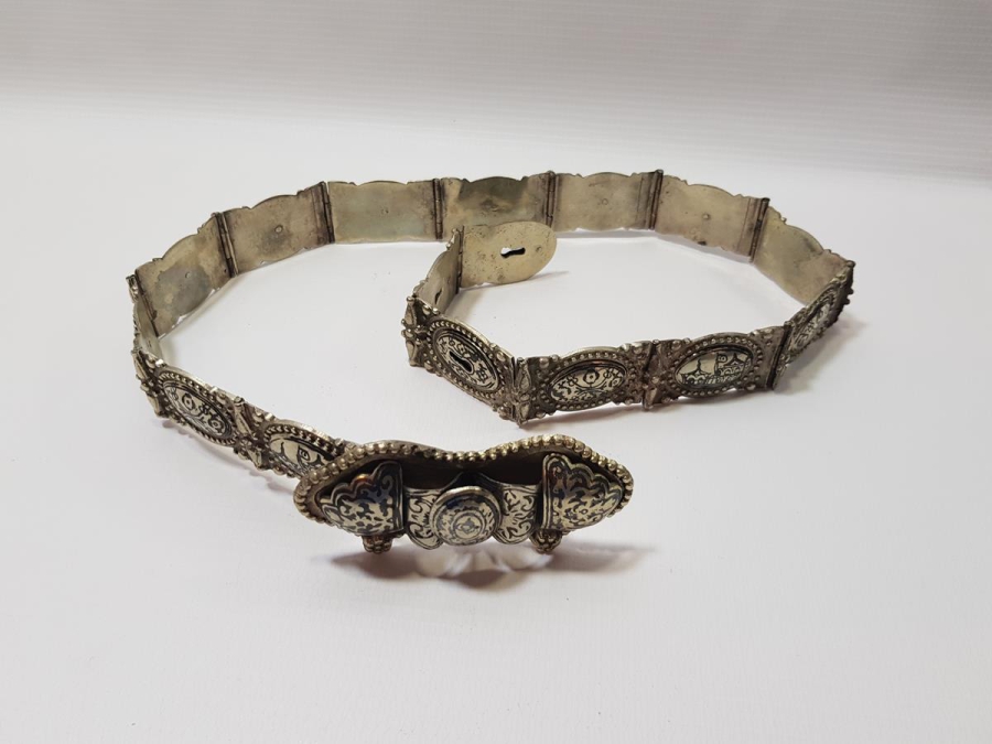 OSMANLI DÖNEMİ SAVATLI DÜŞÜK AYAR GÜMÜŞ GELİN KEMERİ