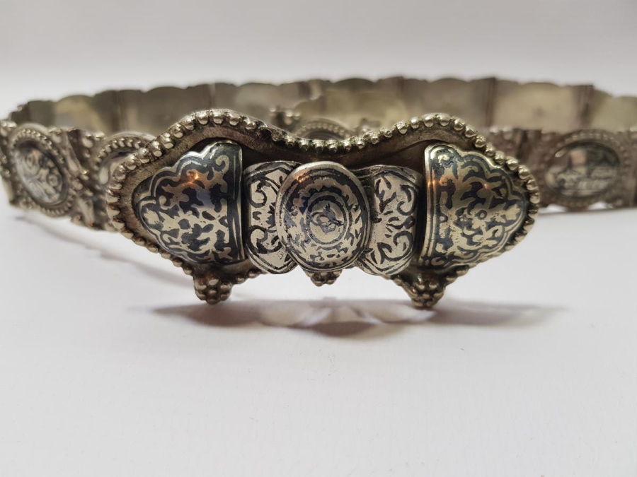 OSMANLI DÖNEMİ SAVATLI DÜŞÜK AYAR GÜMÜŞ GELİN KEMERİ