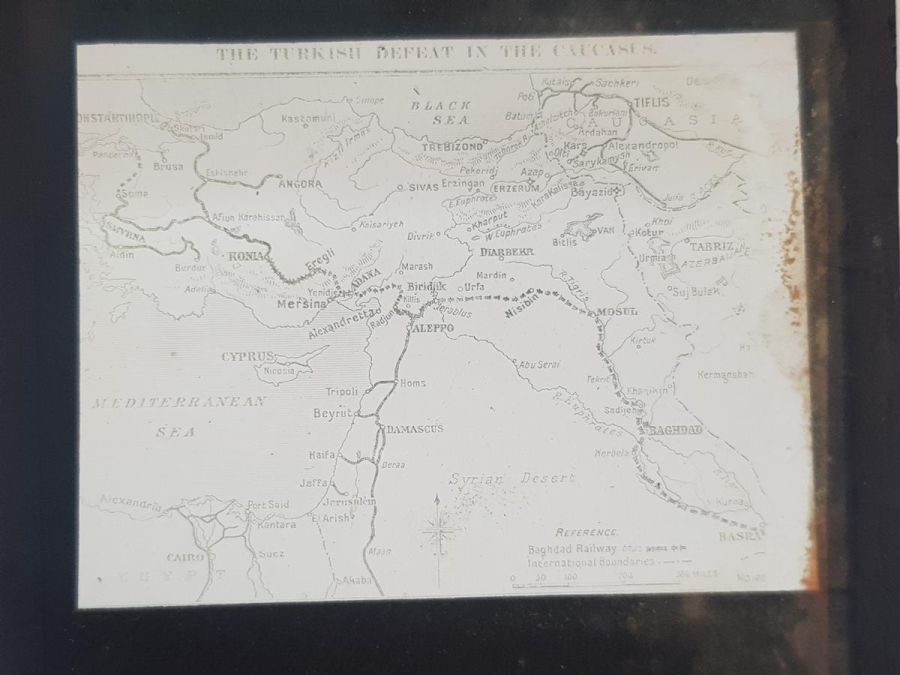 OSMANLI DÖNEMİ ANADOLU VE ORTA DOĞU HARİTALI CAM FOTOĞRAF NEGATİFİ