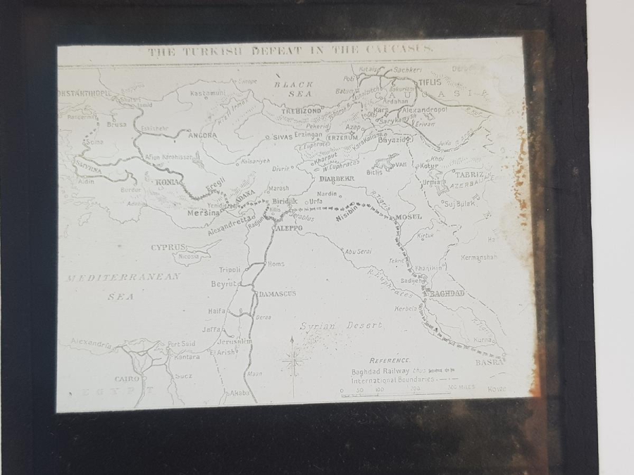 OSMANLI DÖNEMİ ANADOLU VE ORTA DOĞU HARİTALI CAM FOTOĞRAF NEGATİFİ