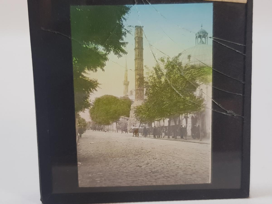 OSMANLI DÖNEMİ ÇEMBERLİ TAŞ KARTPOSTAL CAM NEGATİFİ