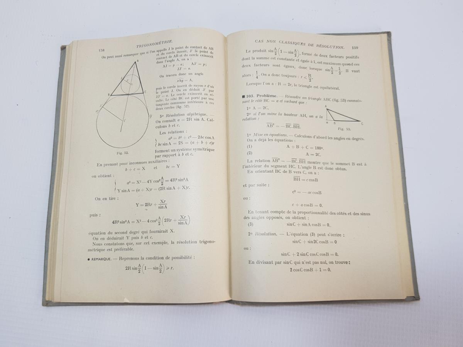 1952 FRANSIZCA TRİGONOMETRİ KİTABI