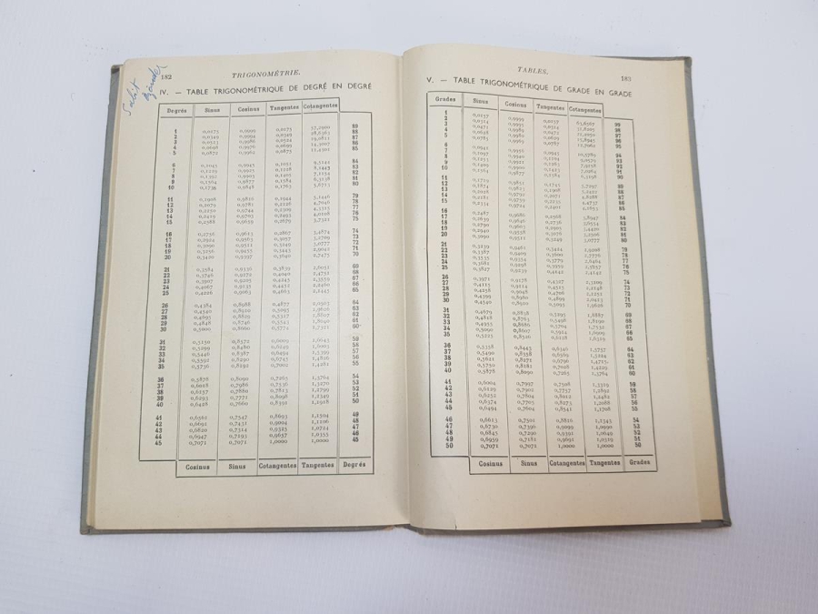 1952 FRANSIZCA TRİGONOMETRİ KİTABI