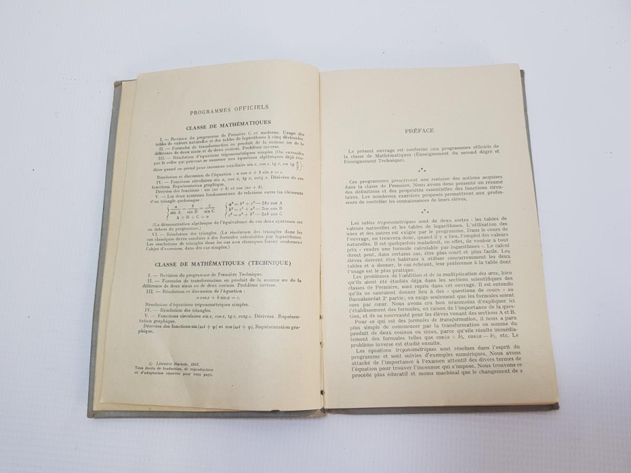 1952 FRANSIZCA TRİGONOMETRİ KİTABI