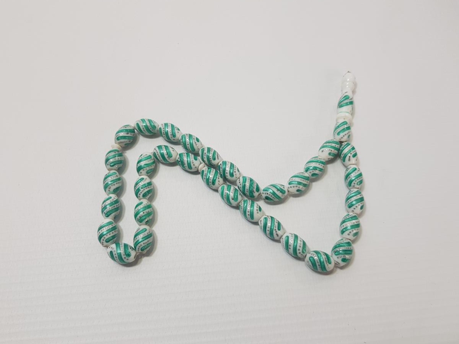 ANTİKA GÜMÜŞ ÇAKMA MİNELİ KEMİK TESPİH