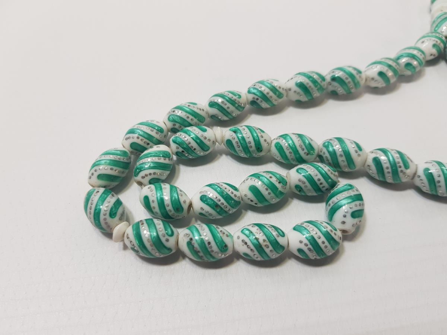 ANTİKA GÜMÜŞ ÇAKMA MİNELİ KEMİK TESPİH