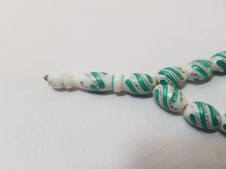 ANTİKA GÜMÜŞ ÇAKMA MİNELİ KEMİK TESPİH