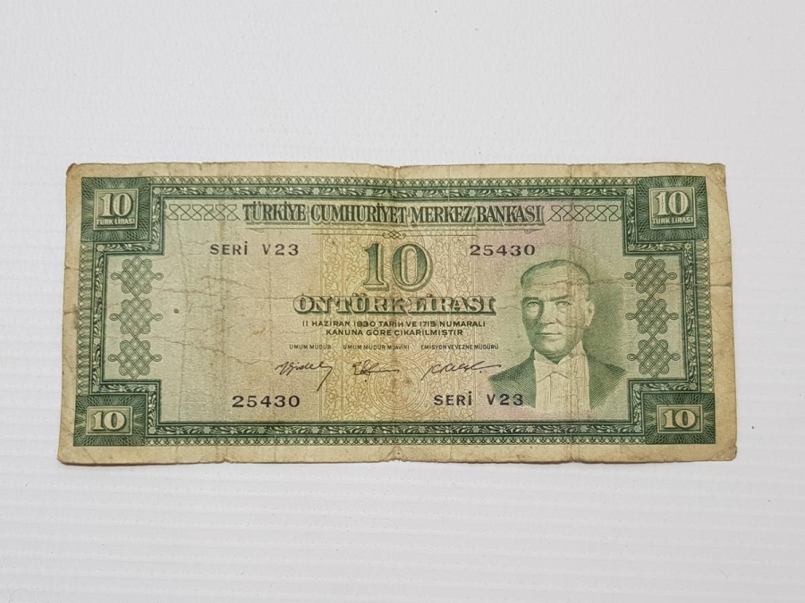 5. EMİSYON 3. TERTİP ÇOK NADİR 10 LİRA KAĞIT PARA