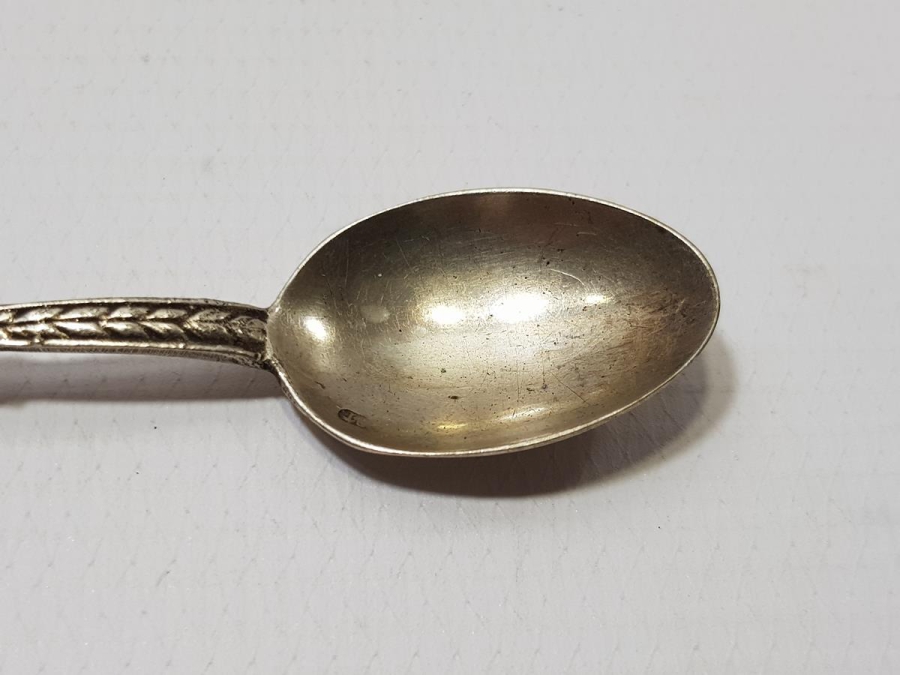 AY YILDIZ BAYRAKLI VE TÜRKİYE YAZILI MİNELİ GÜMÜŞ ÇAY KAŞIĞI