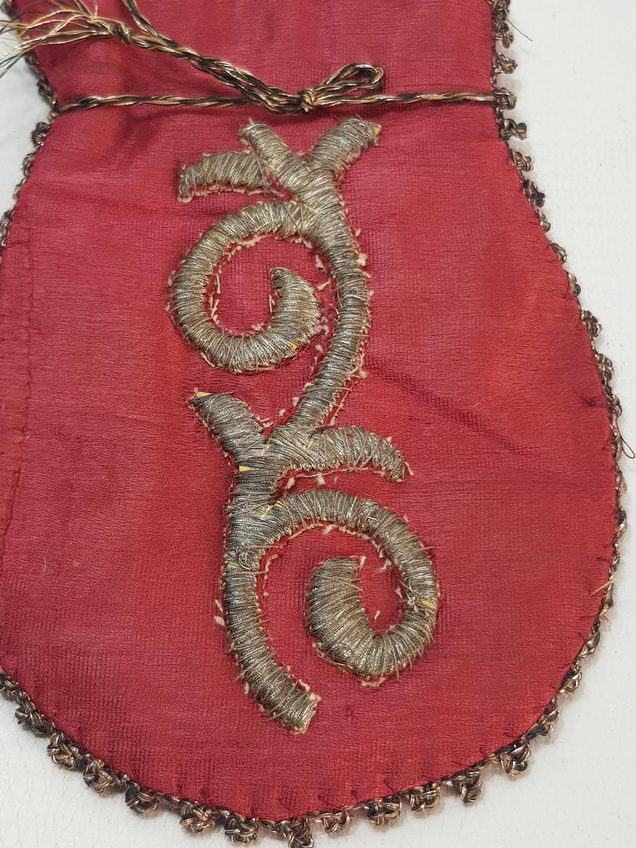 OSMANLI DÖNEMİ GÜMÜŞ SIRMA İŞLEMELİ İPEK KESE