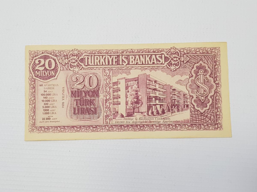 1970 TÜRKİYE İŞBANKASI PARA BENZERİ İKRAMİYE PLANI