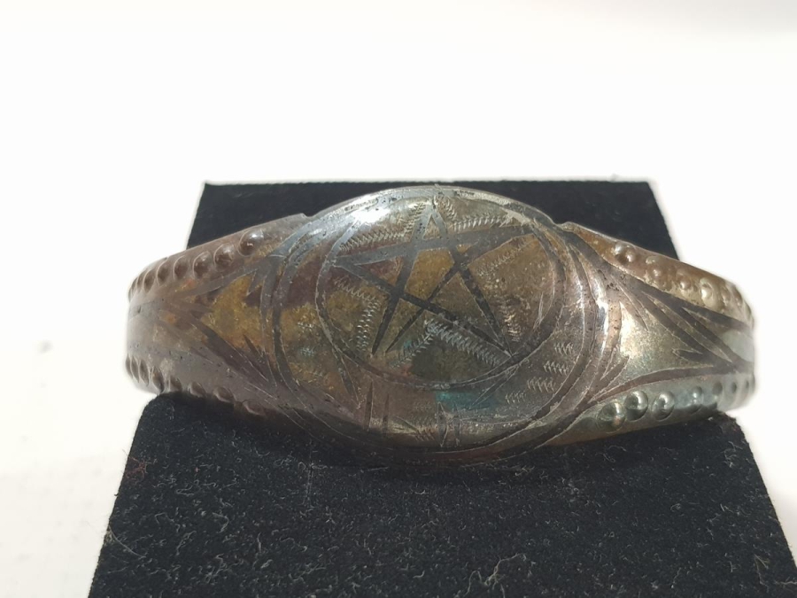 OSMANLI DÖNEMİ SAVATLI AY YILDIZLI GÜMÜŞ BİLEZİK