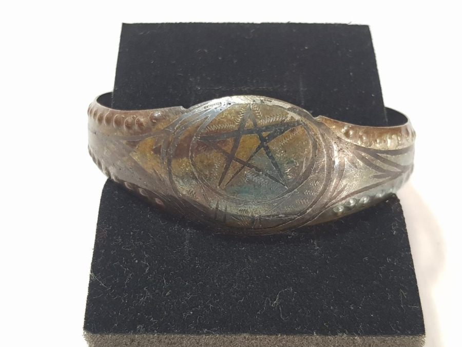 OSMANLI DÖNEMİ SAVATLI AY YILDIZLI GÜMÜŞ BİLEZİK