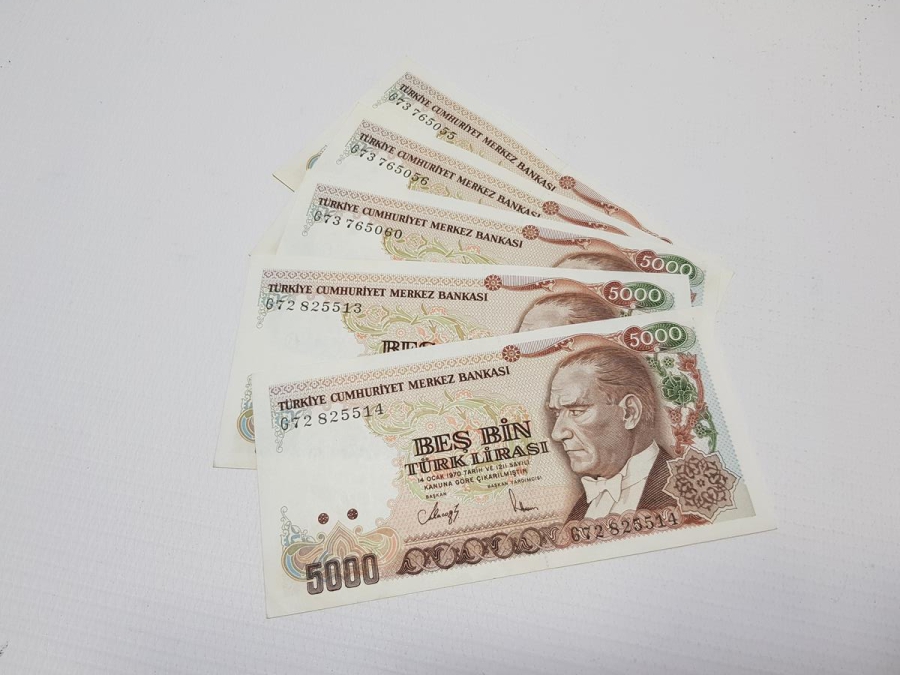 7. EMİSYON 5000 LİRA KAĞIT PARA LOTU