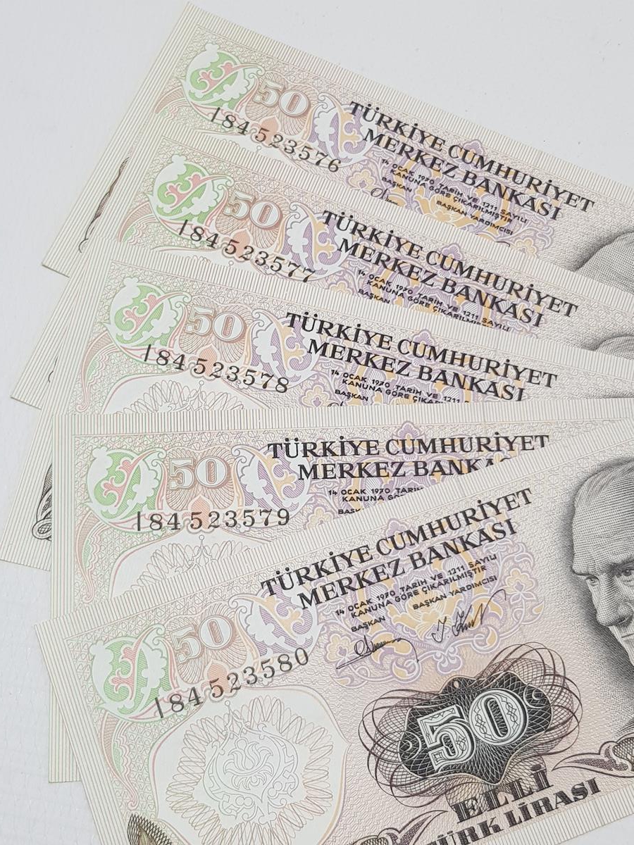 6. EMİSYON 50 LİRA KAĞIT PARA LOTU