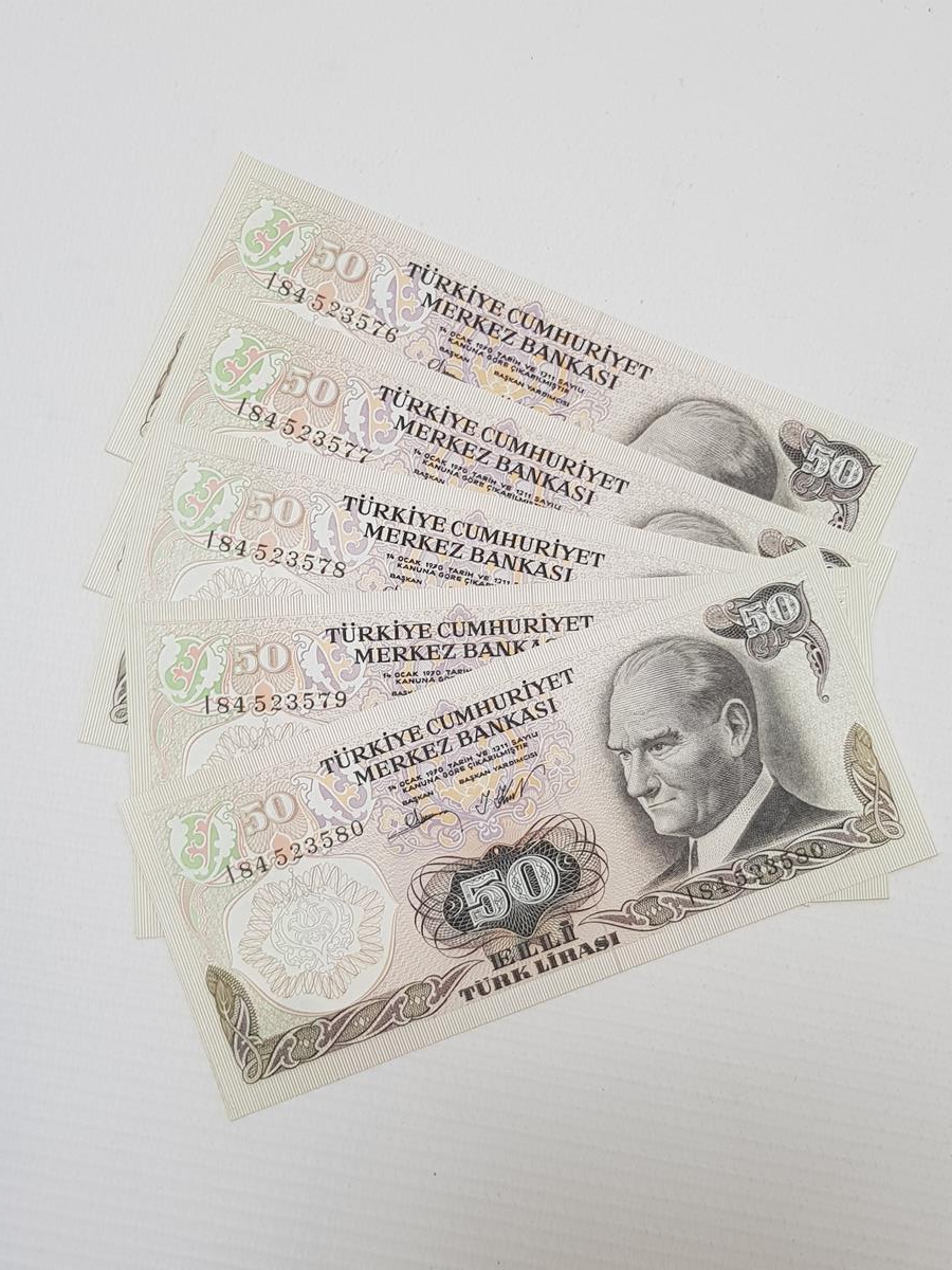 6. EMİSYON 50 LİRA KAĞIT PARA LOTU