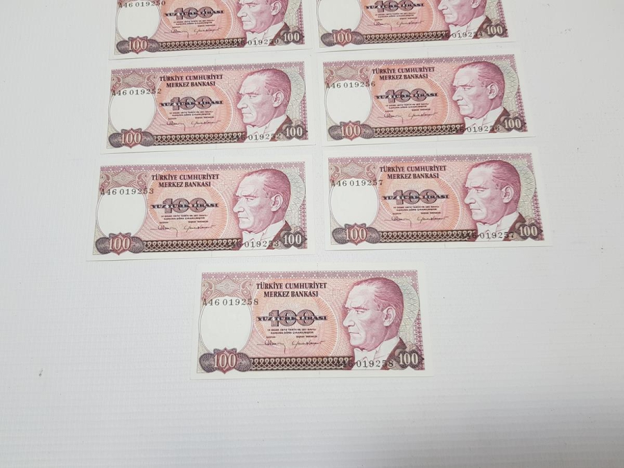 7. EMİSYON 100 LİRA KAĞIT PARA LOTU
