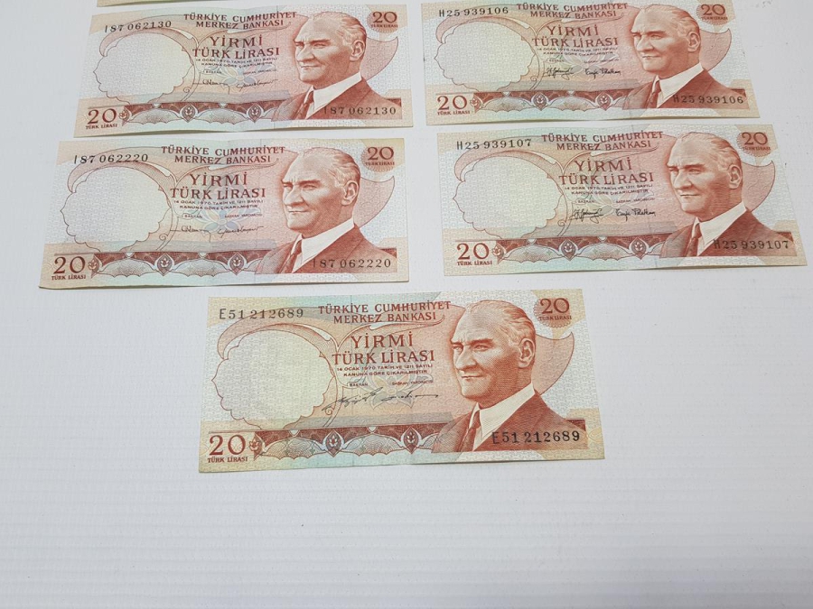 6. EMİSYON 20 LİRA KAĞIT PARA LOTU