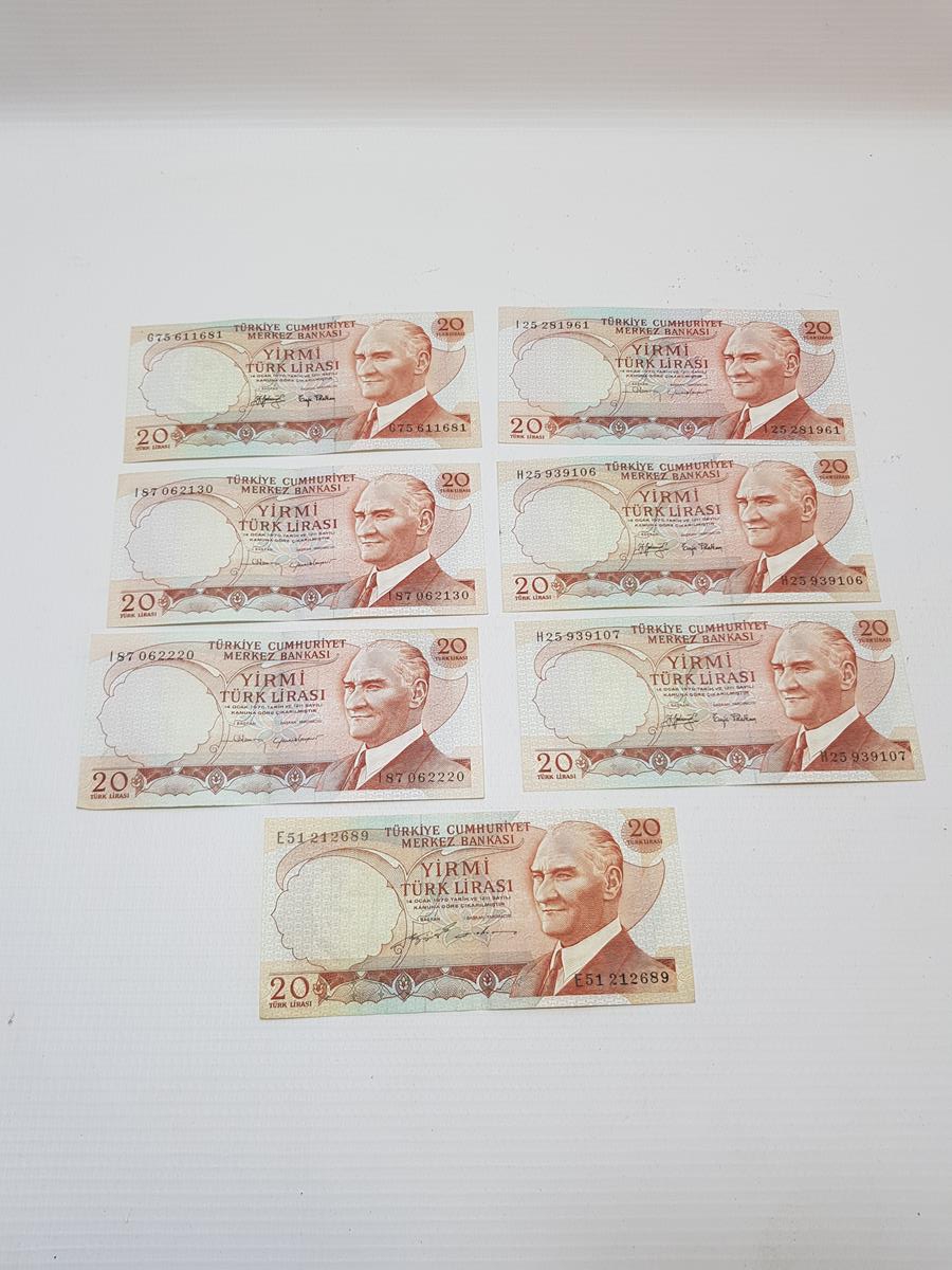 6. EMİSYON 20 LİRA KAĞIT PARA LOTU