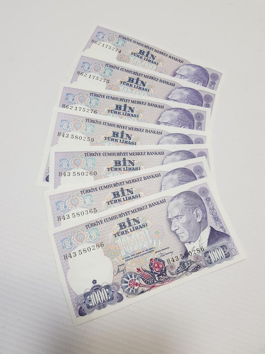 7. EMİSYON 1000 LİRA KAĞIT PARA LOTU