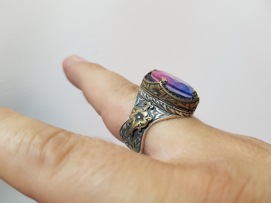 AQUAMARİN TAŞLI GÜMÜŞ YÜZÜK