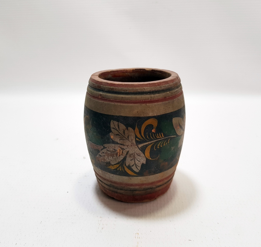 ÜZERİ EL BOYAMA İŞÇİLİKLİ AHŞAP HOKKA