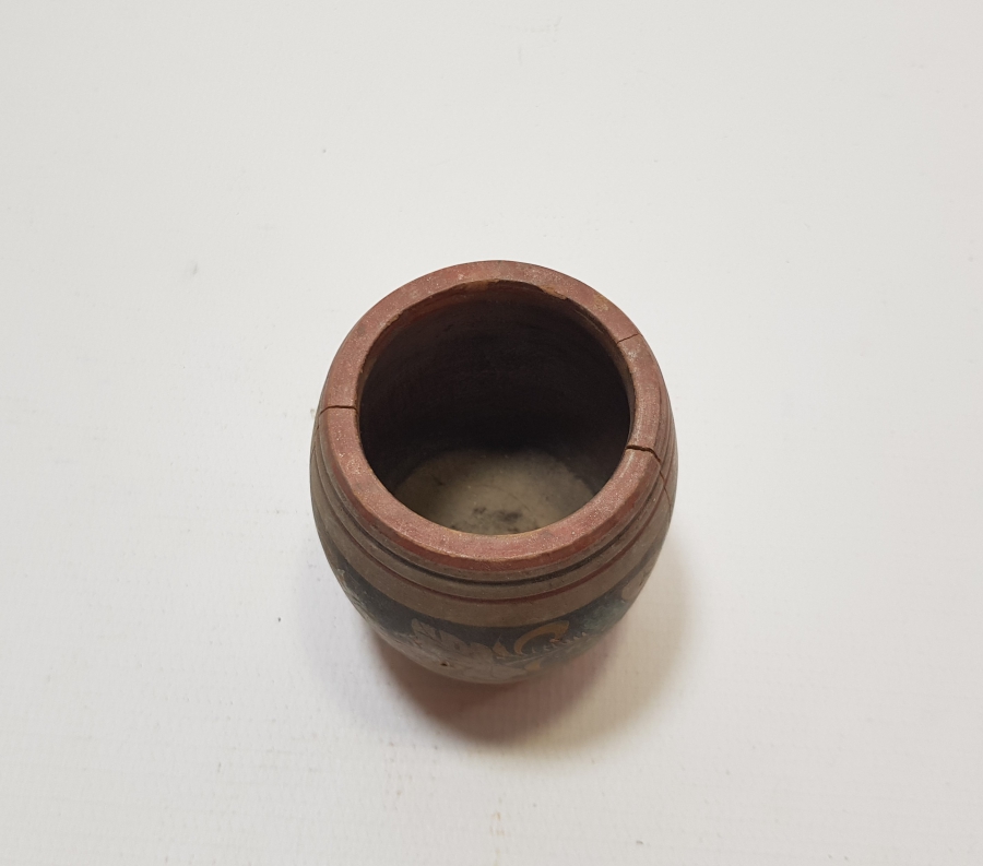 ÜZERİ EL BOYAMA İŞÇİLİKLİ AHŞAP HOKKA